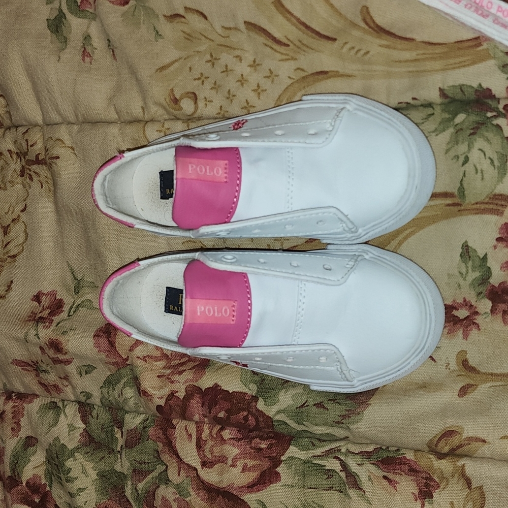Polo Girls Tennis Shoes size 9. White/Pink